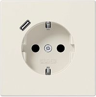 Розетка с заземлением +1хUSB тип C без рамки Jung LS990 1-м. бежевый картинка